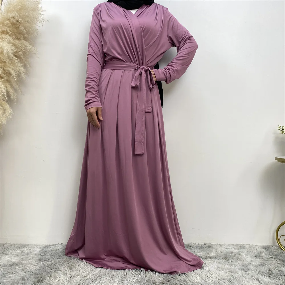 Modesto abayas para mulheres muçulmano 2024 ramadan com cinto maxi vestido islâmico eid roupas árabe robe dubai turquia kaftan jalabiya vestido