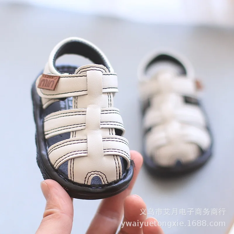 Children Boys Wrapped-toe Sandals Summer Soft-soled Walking Shoes Kids Boy Girls 0-1-3 Sandals Toddler Flat Casual Whistle Shoes