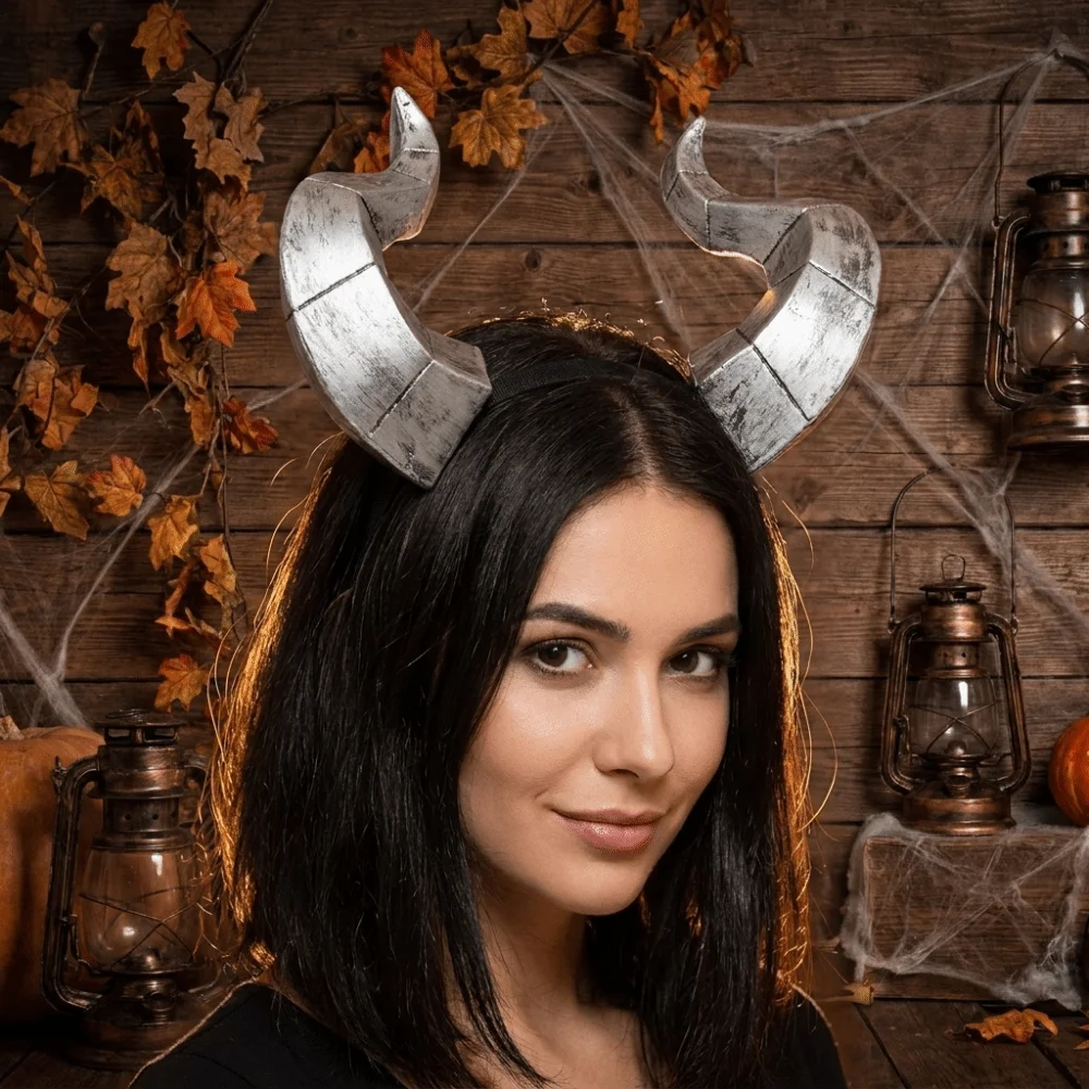 Hairband Animal Demon Horns Headwear Dark Style Gothic Halloween Headband Decorative Headdress Ox Horn Headband Halloween Party