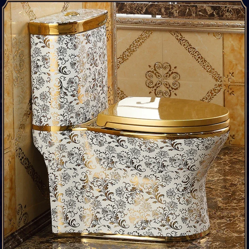 Flush Golden Toilet Ceramic Super Swirling-Style Toilet Deodorant Sit Toilet Bathroom Color