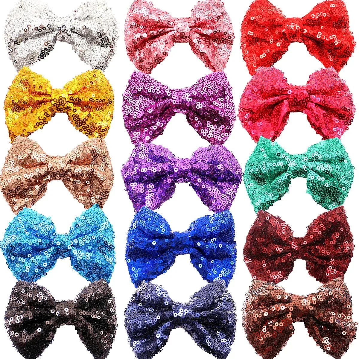 Sparkly Sequins Ribbon Hair Clip for Women Girls 4 Inch Hair Accessories for Stage Performance or Daily Wear Hair Styling Clip