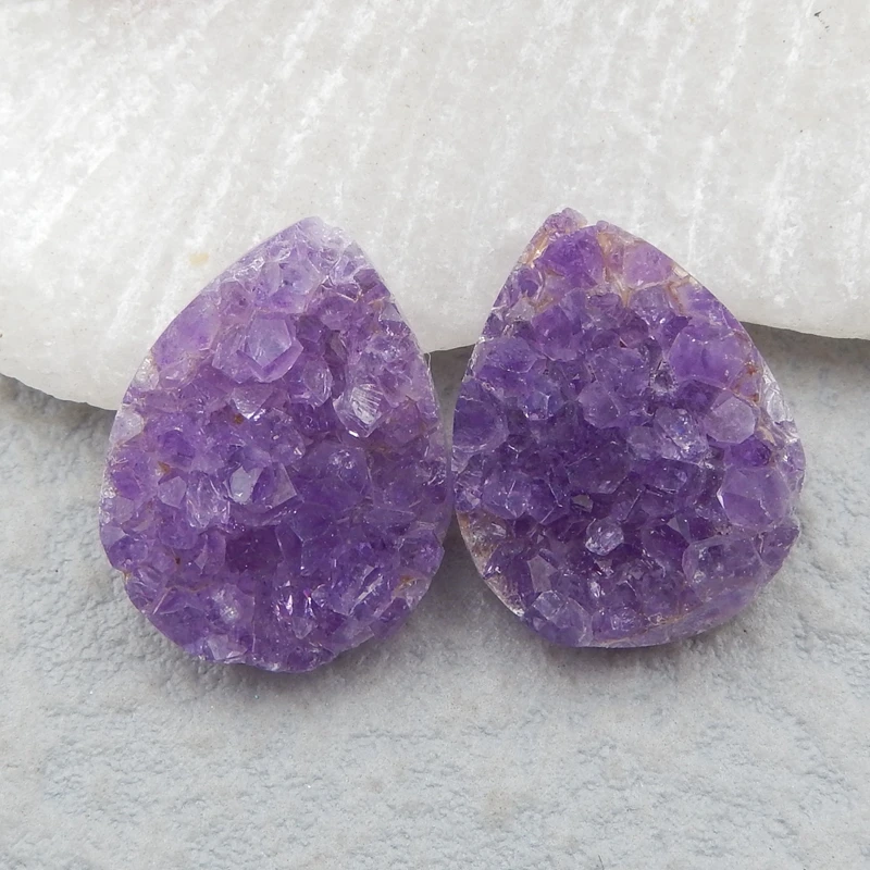 Natural Stones Round Flatback Amethyst Cabochons High Quality Polished Gemstone For Earring Making 18x14x5mm5.5g