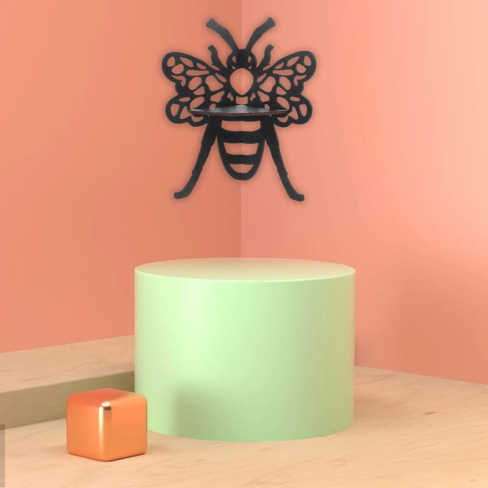 Wall Corner Shelf Bee Shape Wooden Floating Shelf for Display Living Room Kitchen Office Bedroom Rustic Style Wall Decor