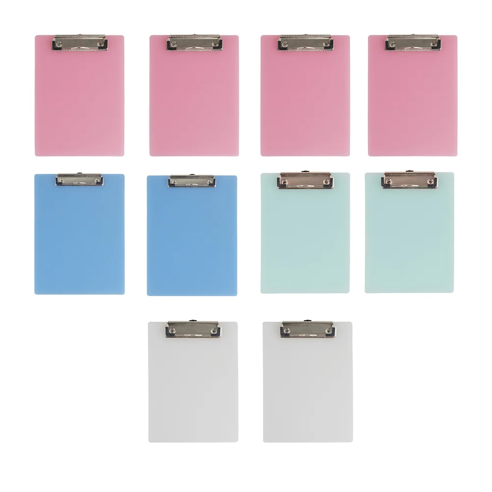 

10Pcs Plastic A5 Clipboard Profile Clip Paper Holder Writing Memo Folders for School Classrooms Office (Assorted