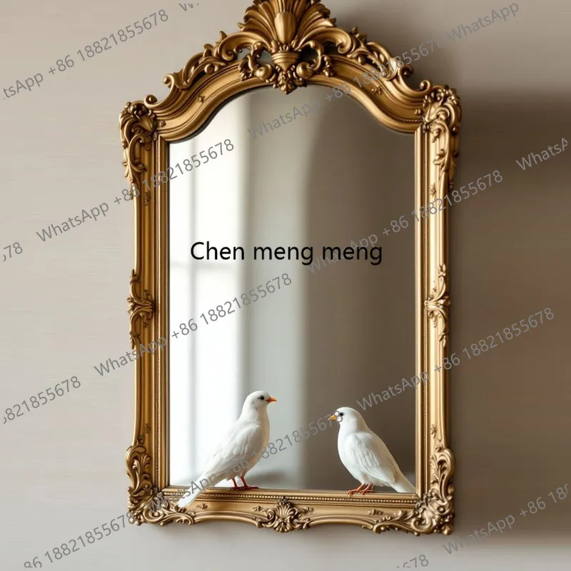 Custom Vintage Carved Entrance Mirror Baroque Dresser Makeup Mirror Fireplace Decorative Mirror