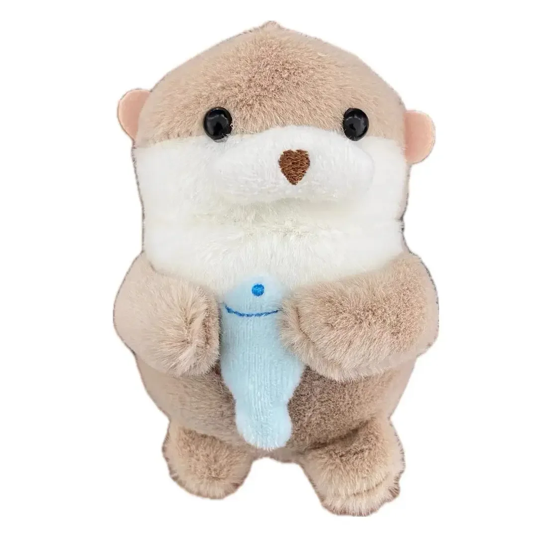 Lindo llavero de peluche de lontra: llavero de lontra con forma de pez de 11 cm, colgante de bolso de felpa suave para mochilas, llaves y regalos