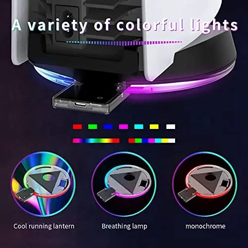 قاعدة Led لحامل Ps5 العمودي Rgb Playstation 5 Light مع 4 أوضاع ألوان لحامل ألعاب وحدة التحكم سهل التركيب بدون أدوات