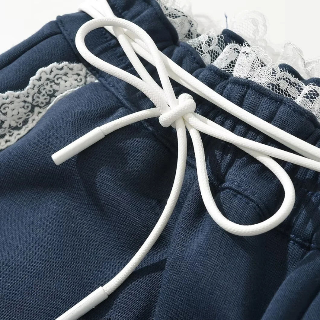 Calças Casuais de Dança Jazz com Cintura Alta e Detalhes em Renda para Mulheres, Calças de Esporte de Perna Larga, Estilo de ...