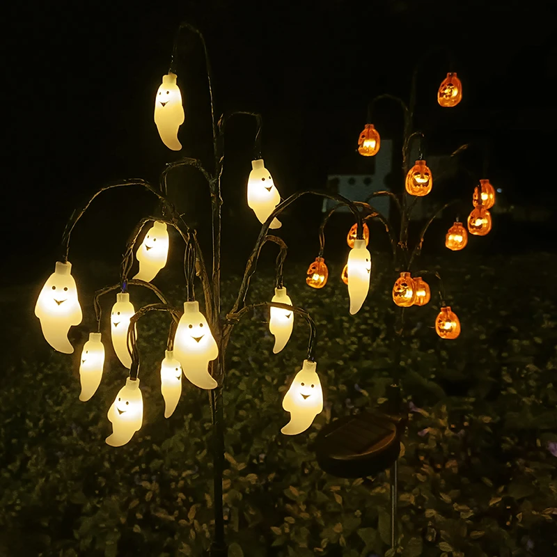 Lumière solaire extérieure de fantôme de citrouille, lampes au sol, imperméable, décoration d'halloween, fête à la maison, jardin, décor de pelouse, 12 têtes