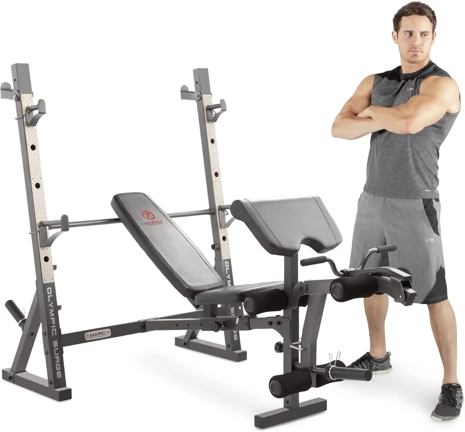 

Sports and fitness chair, suitable for home fitness training equipment, equipped with cushions and weightlifting racks