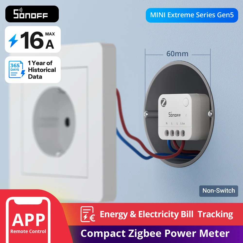 

SONOFF MINI-ZB1GP MINI PM Zigbee Power Meter Real-Time Energy Tracking Smart Appliance Monitoring Cost Calculation Zigbee Router
