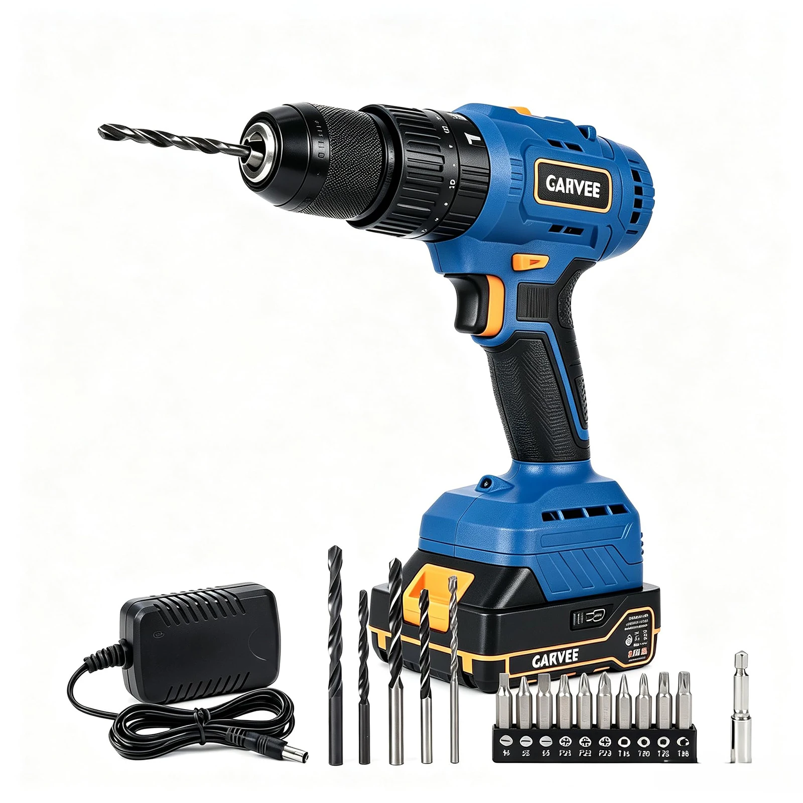 Brushless Cordless Hammer Drill Kit, 531 In-lbs Torque, 24000 BPM, 1/2 Inch Metal Chuck, 2 Speeds, 2.0Ah Battery, 16 Bits