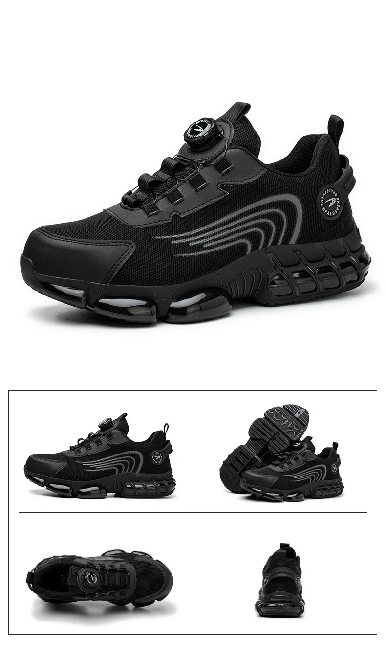 Rotierende Knopf Sicherheitsschuhe Männer Stahlkappe Sneaker Air Kissen Arbeit Mann Pannensichere Arbeitssicherheit Industrielle Schutzschuhe – Detail 25