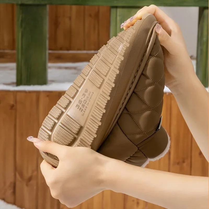 Winter Fleece Lined Slippers Anti Skid Thick Cushioned Sole Cozy Warm Men Women Indoor Home with Heel Wrap for Kitchen Bathroom view 3
