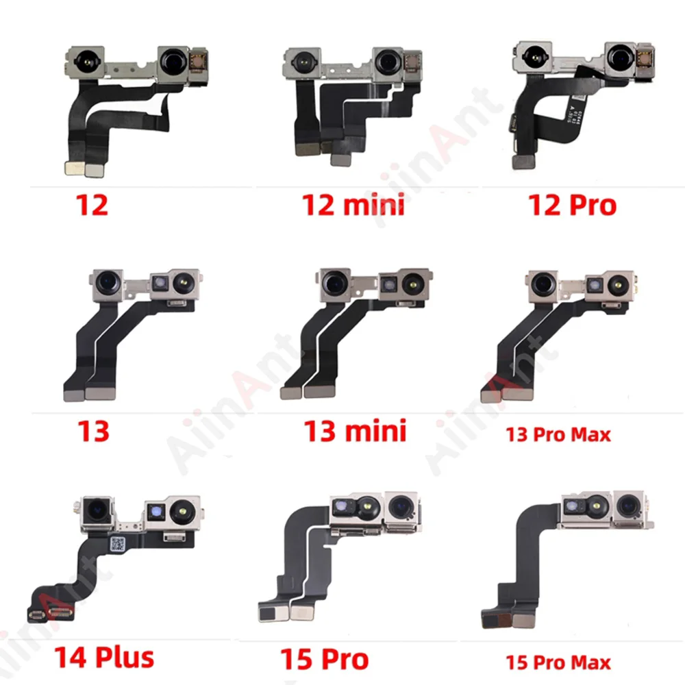 AiinAnt Small Proximity Light Sensor Front Camera Flex Cable For iPhone 15 14 13 12 Pro Max Plus mini Phone Parts No Face ID