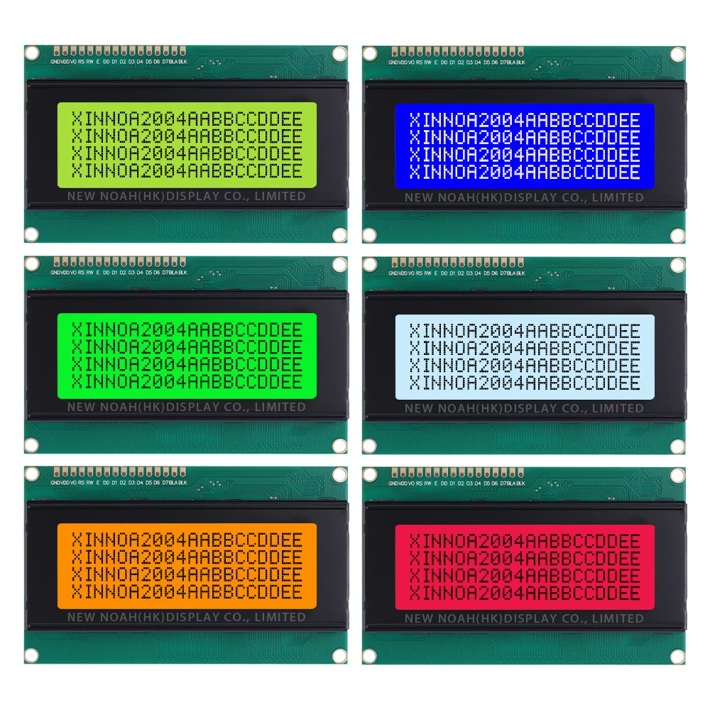 Grünes Licht, schwarze Buchstaben, 2004 A, 3,3 V, Flüssigkristallanzeige, 4 x 20, 4 x 20, 4002, Punktmodul, 98 x 60 mm, Controller, ST7066U, Schriftartbildschirm