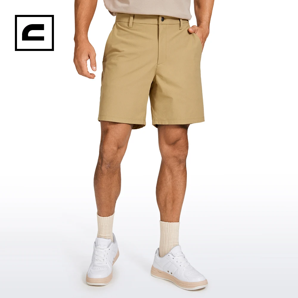 CRZ YOGA Men's All-day Comfort Golf Shorts - 7'' Stretch Lightweight Casual Work Flat Front Shorts with Pockets