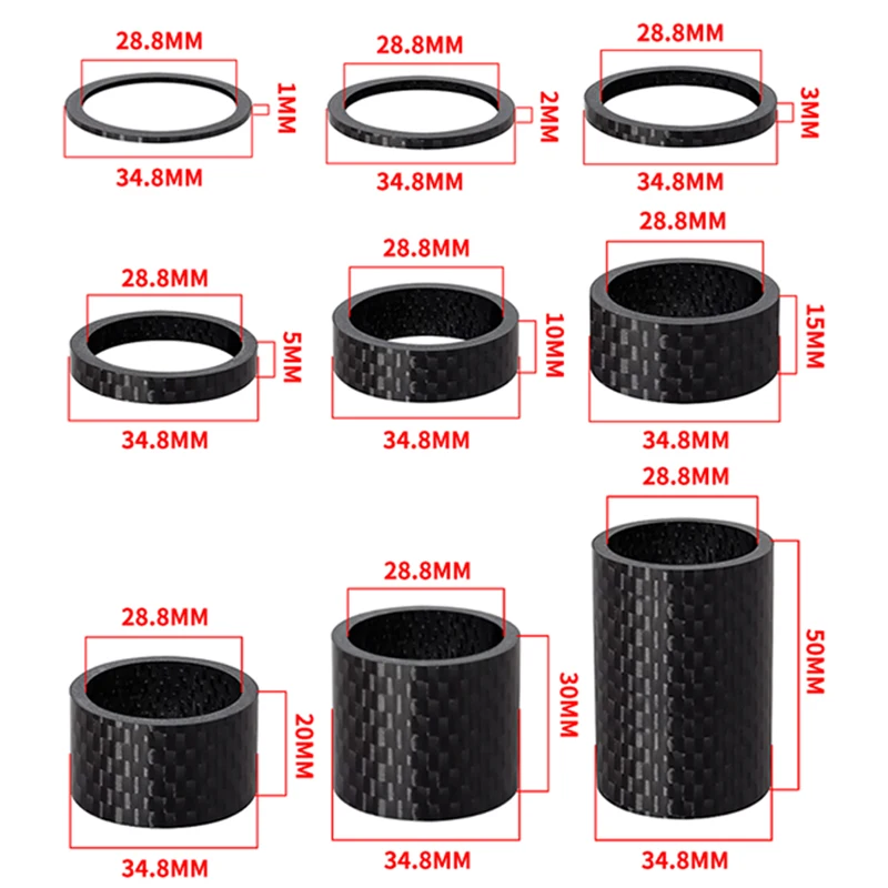 MUQZI 28.6mm Bike Headset Spacer Carbon Fiber Stem Spacers MTB Road Bicycle Fork Washer 1 2 3 5 10 15 20 30 50mm Cycling Part