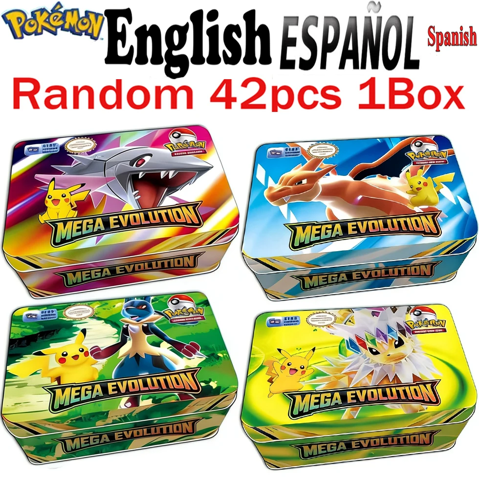 MEGA EVOLUTION 42pcs Pokemon Cards Battle Toys Lost Origin Pokemons Box with Pikachu Anime Bank Pokemon Game Cards  for Childre