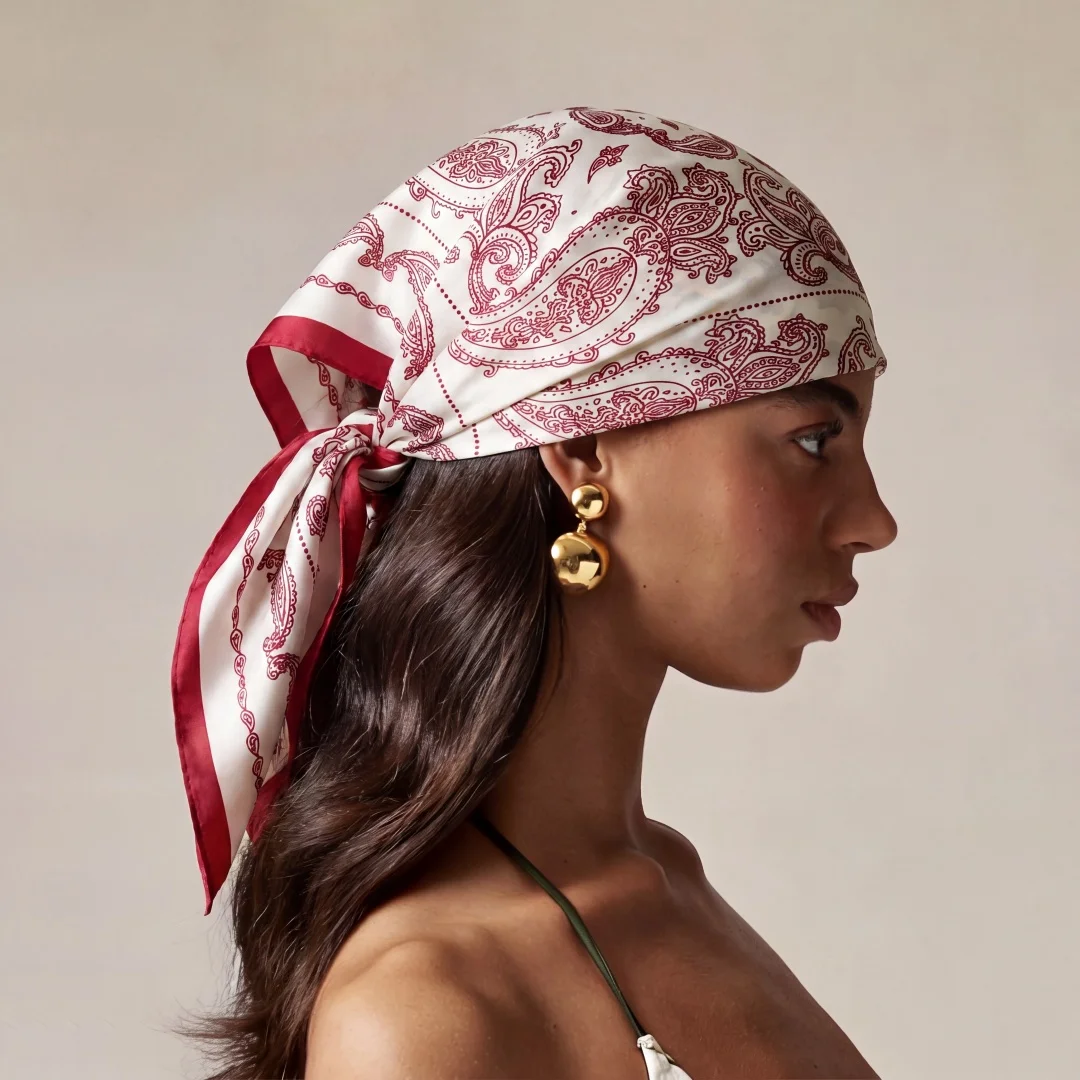 

Female Scarf Handkerchief Square Hijab Bandana Silk Scarves Woman Headscarf Luxury Fashion Print Turban Headband Shawl Wraps