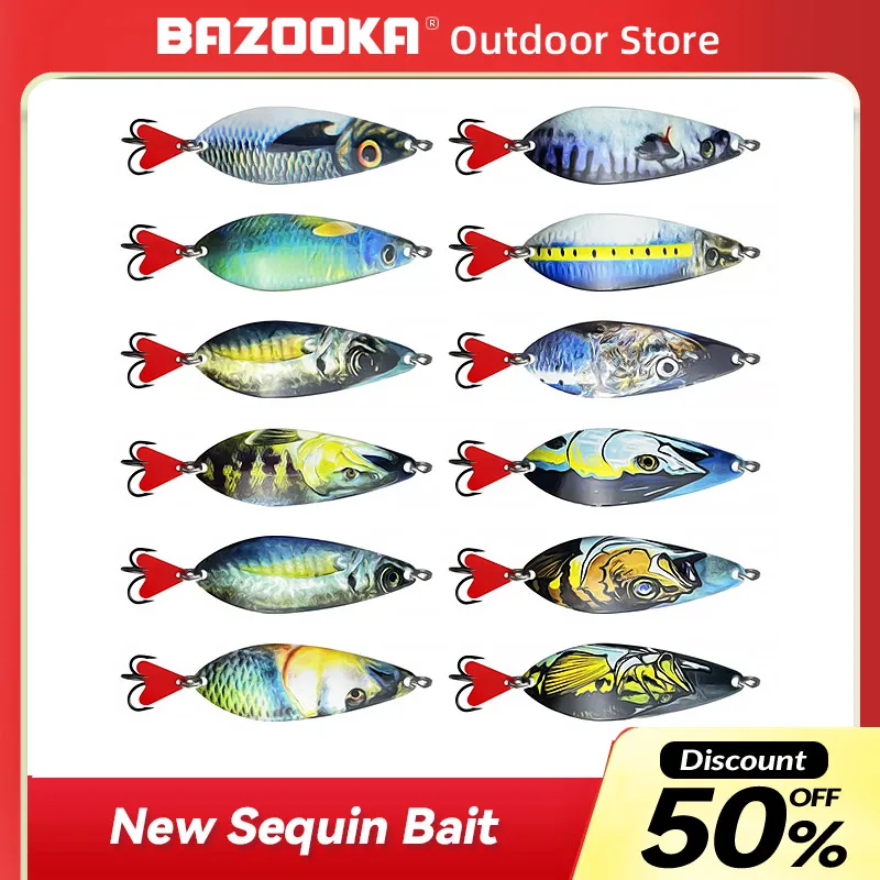 

Bazooka-Sequin Fishing Lure, Winter Bait, Far Throw Treblehook, Artificial Wobblers, Vibration Wobblers, Camping Accessories