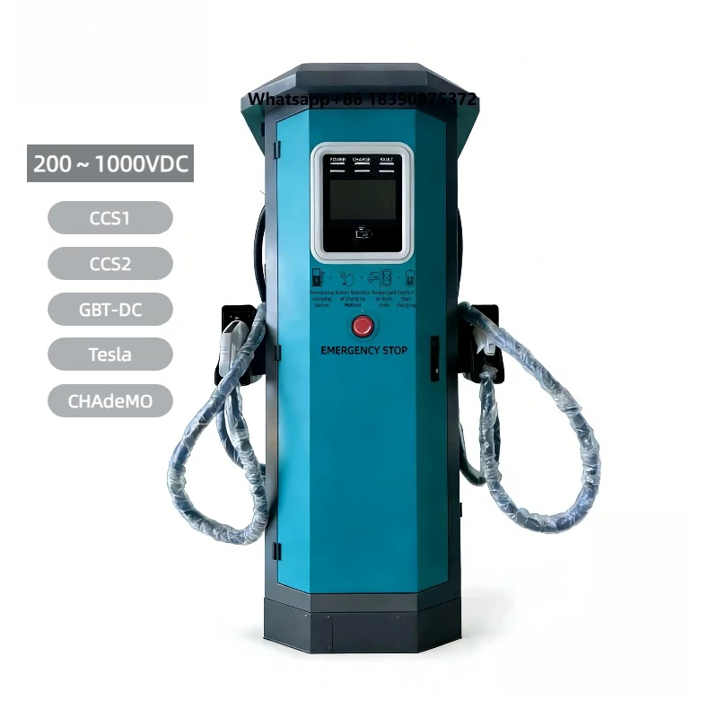 120kW Floor Mounted DC Fast EV Charger, Dual Guns Electric Vehicle Charging Pile APP RFID Control for Commercial Parking Lots