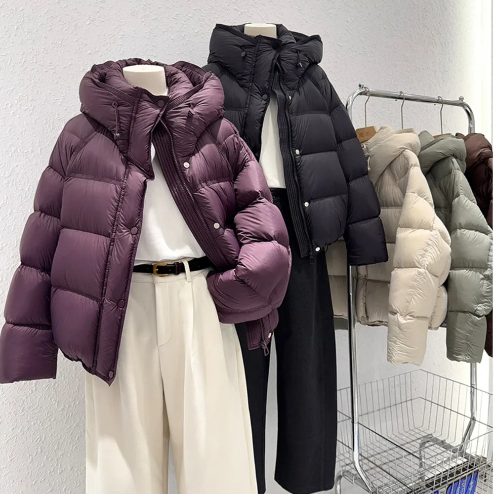 

Down Jacket Women Parkas Winter 2025 New Short Hooded Warm Cotton Padded Coat Female Fashion Outerwear Korean Thick Overcoat Top
