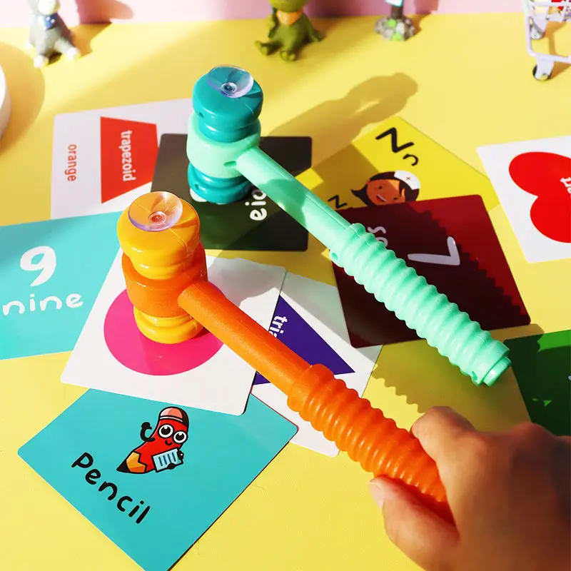 4 Colors Suction Cup Hammer, Classroom Interactive Game, Can Suck Cards, Early Education Teaching Aids, Strike Hammer Toy