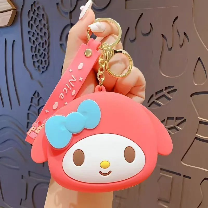 

My Melody Kuromi Anime Kawaii Sanrio Children Silicone Storage Coin Purse Cute Cinnamoroll Student Collection Card Bag Gifts