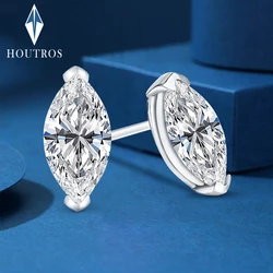 0.3-1 Carat Marquise Cut Moissanite Stud Earrings 925 Sterling Silver Sparkling Lab Diamond Ear Studs GRA Jewelry For Women Men