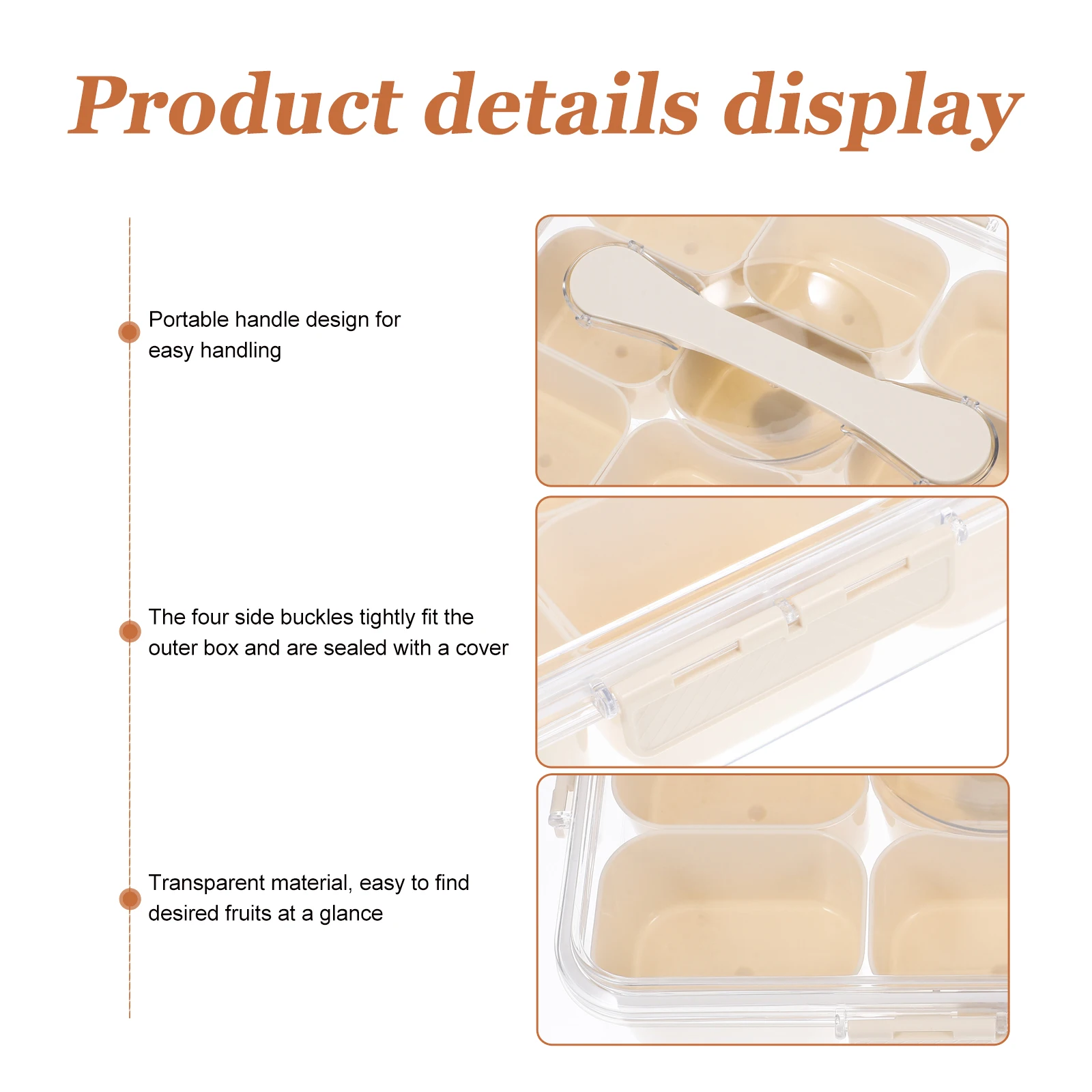 

Nine Compartment Clear Plastic Food Storage Box Transparent Fridge Bin Vegetable Organizer Compartments Containers Freezer