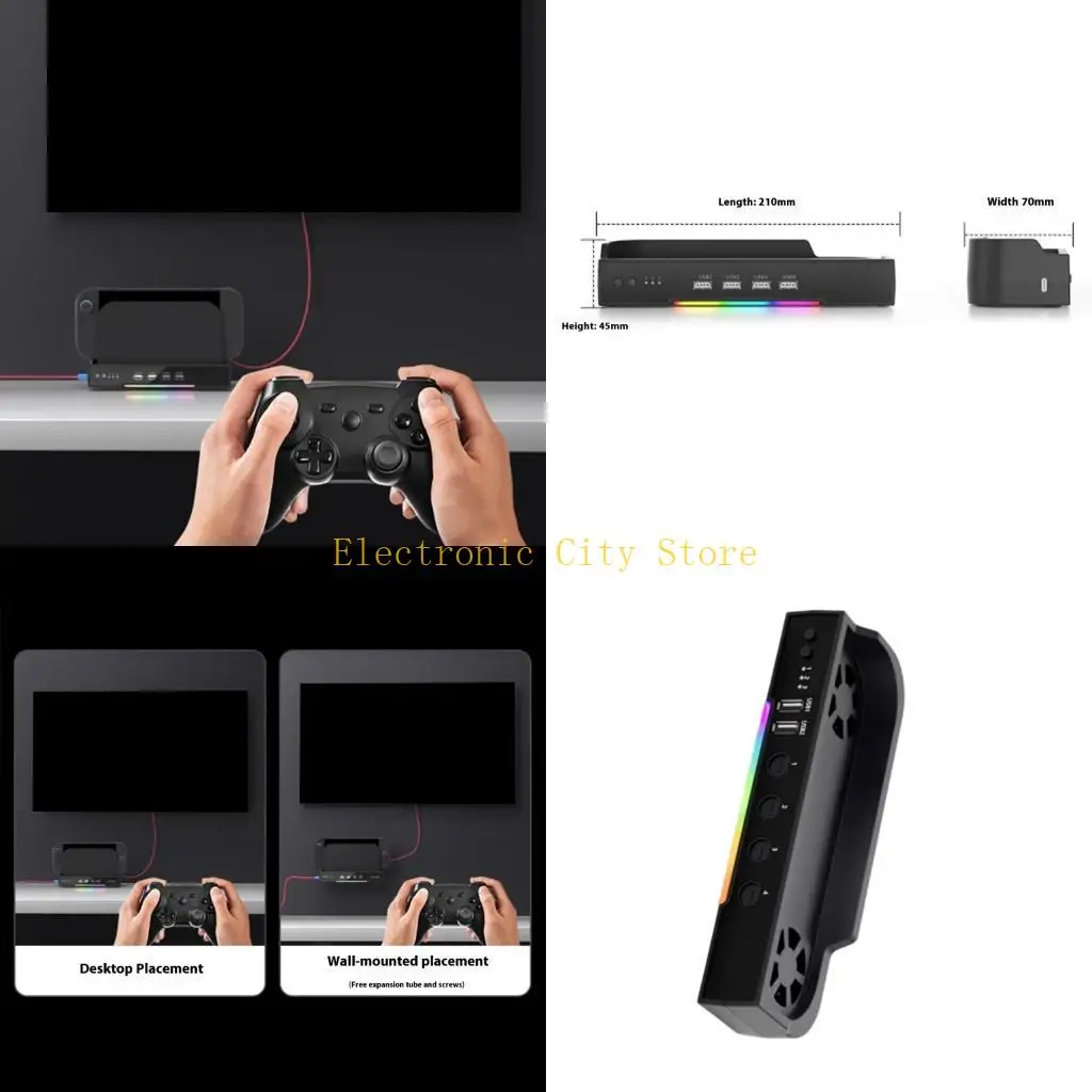 Dock resfriamento ativo Double Fan Light Light Mountable Design para Switch2 Hu8D