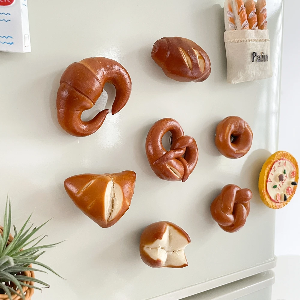 Cute Handmade Bread Refrigerator Sticker Cute Alkali Water Bread Fridge Magnet Attraction Creative Decorative Magnetic Sticker