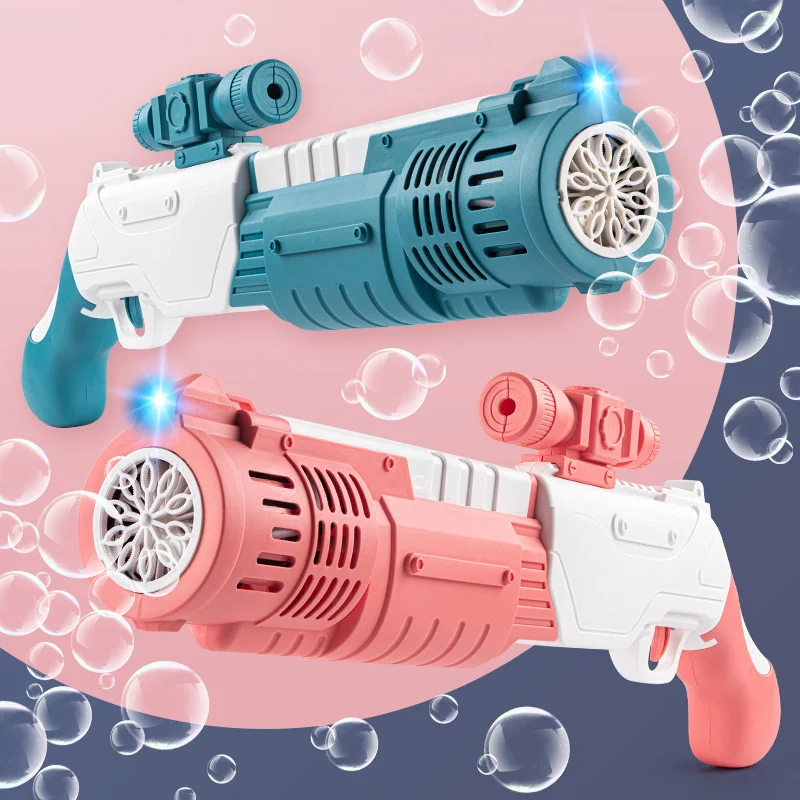 New 10 Holes Electric Bubble Rifle Gun Gatling Bubble Gun Machine Soap Bubbles Magic Bubble For Bathroom Outdoor Toys For Kids