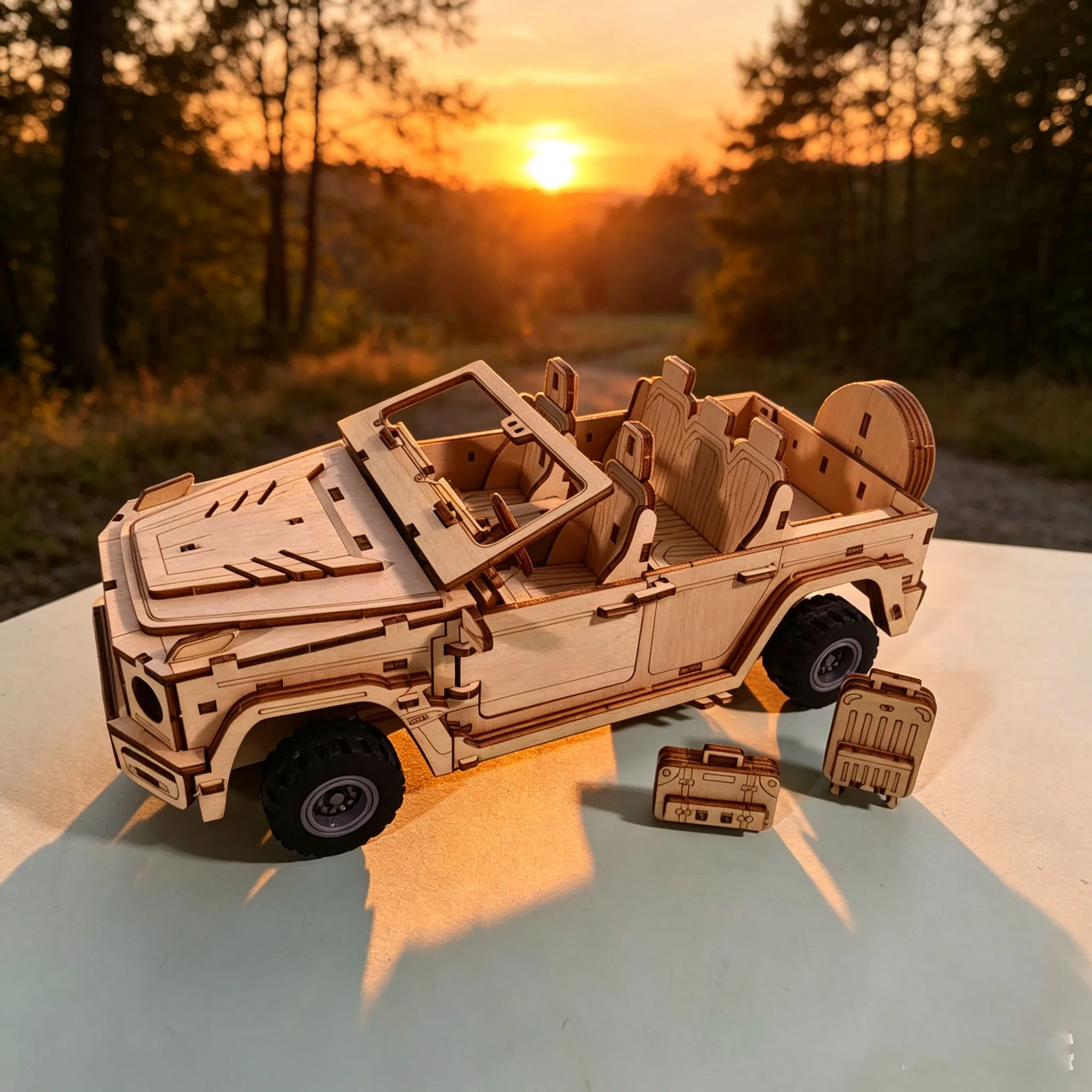 3D Wooden Convertible Off-Road Vehicle Model Kit | Fun Puzzle Assembly Set | Wooden Building Blocks | DIY Puzzle