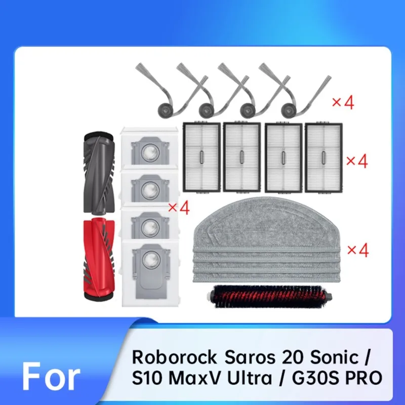 

【GARMENT】Комплект аксессуаров для пылесоса Roborock Saros 20 Sonic/S10 Maxv Ultra/G30S PRO - основная щетка, боковая щетка, фильтр, насадка для сбора пыли