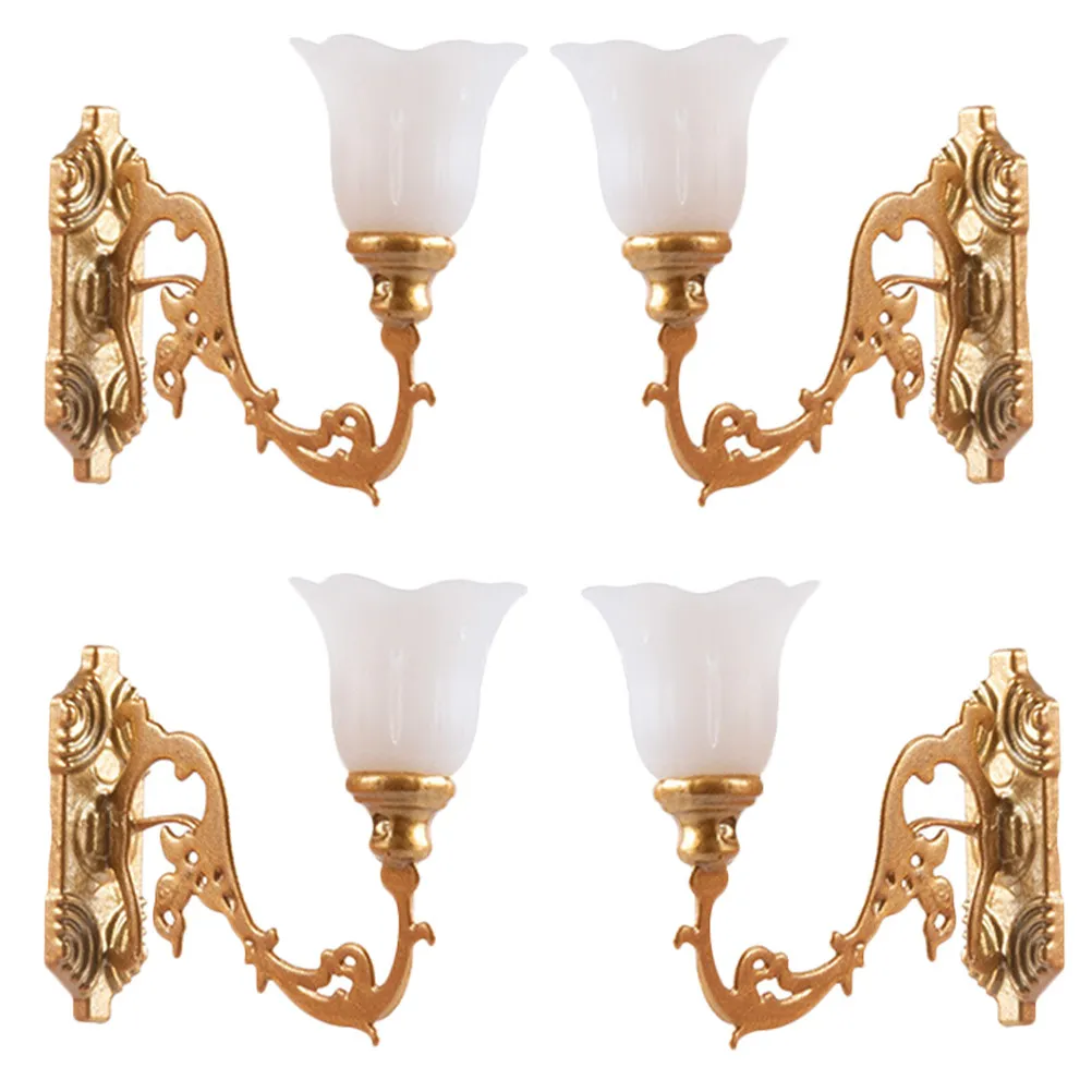 

4Pcs Wall Lamp Miniature ABS Sand Table Scene Decoration Mini Warm Lighting Mini Wall Lamps DIY Sand Table Ornament