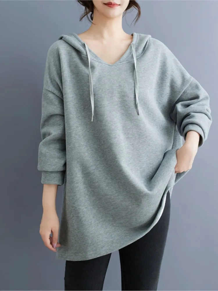 Oversized Gebreide Herfst Capuchon V-hals Trui Vrouwen Losse Casual Modis Dames Truien Lange Mouw Vrouw Truien Tops