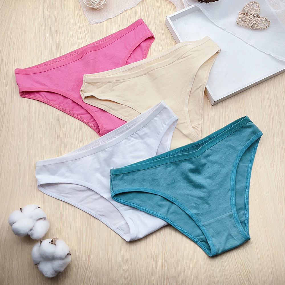 Moonflame 3 Pcs/set Hot Sale Solid Color Underwear Women Cotton Briefs Panties