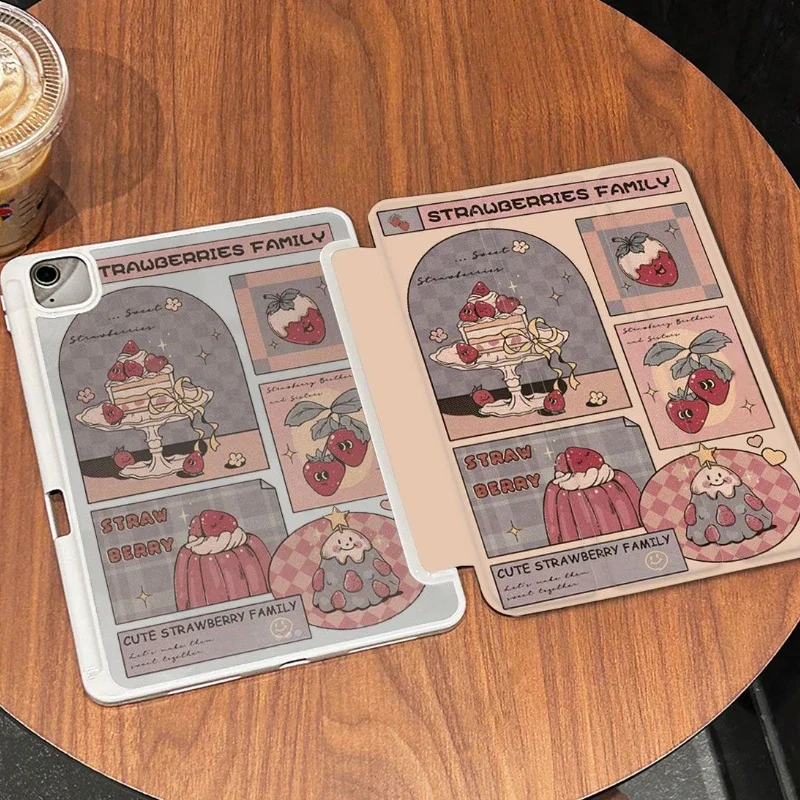 Ipad Air3 10.5 PU Acrylic Cover for IPad Air 5 4 10.9 Cases 10.2 7th 8th 9th Gen IPad 10th Generation Cute Dessert Girl Shell