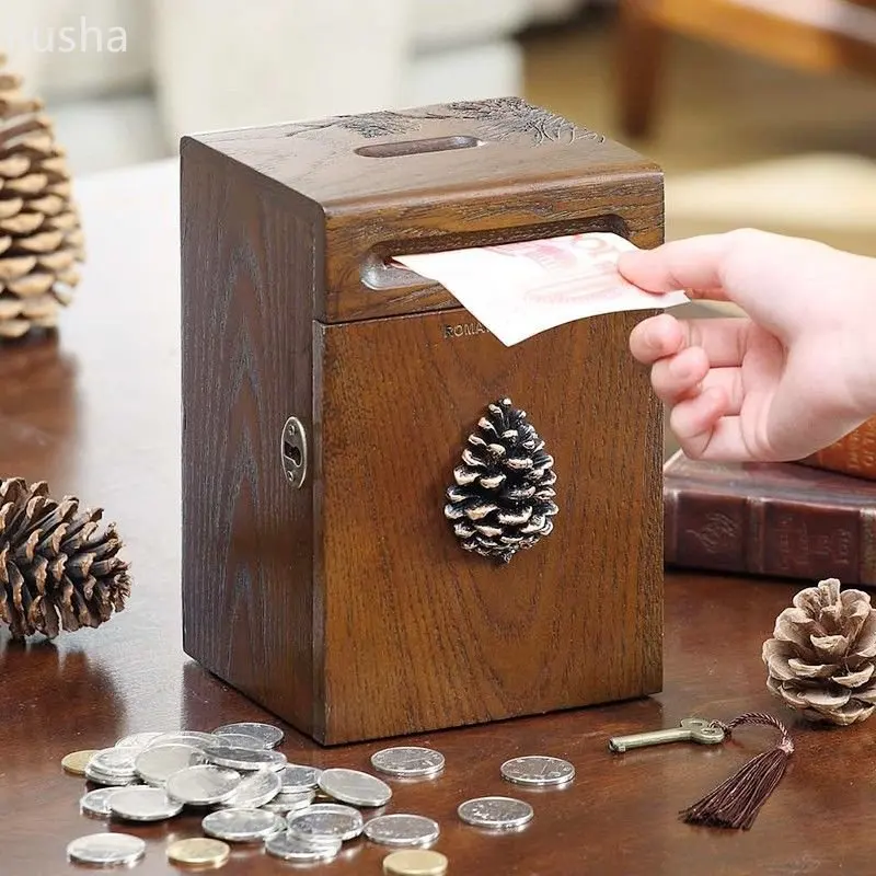 Children's Cash Box, Piggy Bank, Wooden Piggy Bank, Piggy Bank, Children's Safe, Pressed Money Storage Box sparkasse