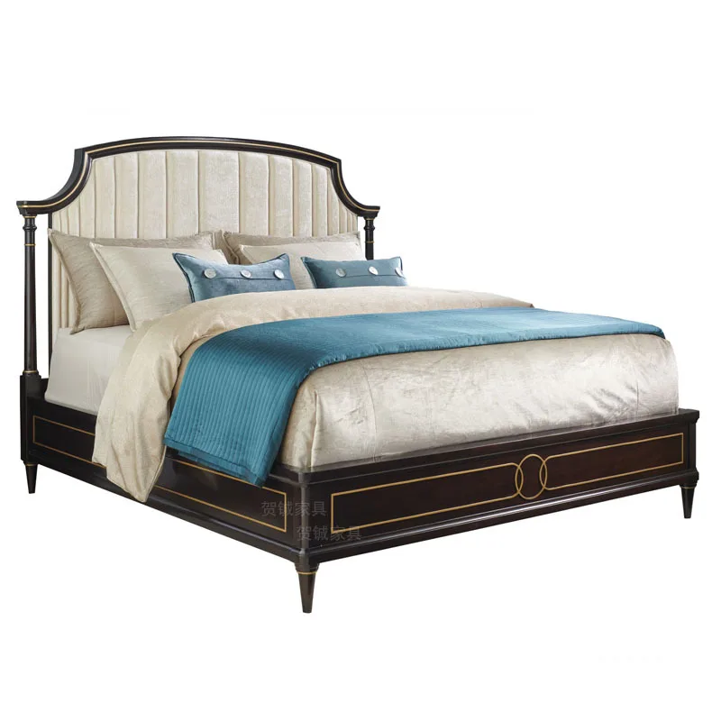 

American, neoclassical, solid wood bed, simple, postmodern, soft backrest, light luxury