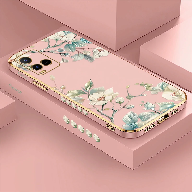 Floral Shockproof Phone Case For Vivo V15 Pro V19 V17 Russia V11i V11 Pro V9 V5S Plus V5 Lite Soft Plating Protective Cover