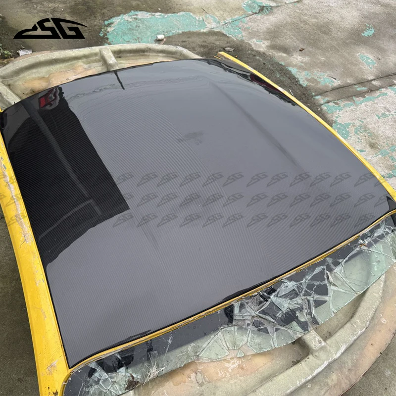 

For Ford Mustang 2015-2025 Dry Carbon Fiber Roof Cover Spoiler Car Top Panel Splitter Trim Adhesive Installation Body Kit