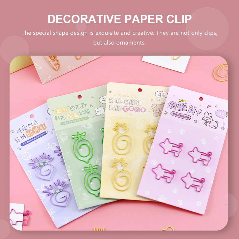 

20Pcs Multi-Function Fruit Paper Clips Adorable Pineapple Carrot Pig Decorative Paper Storage Supply Carrot Clip