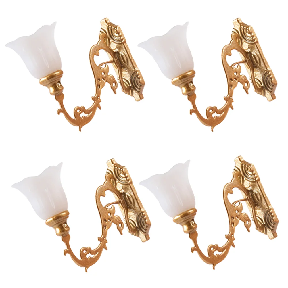 

4 Pcs Sconce Dollhouse Wall Light Chandelier Lamp Decorate Adornment Work Projector