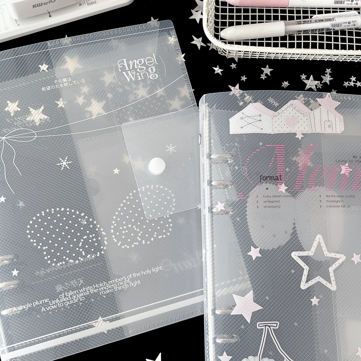 WAKAWAKA A5 Binder Organization  Ring Binder Notebook Scrub Loose-Leaf PP Inner Core Cover Note Book Journal Planner Office