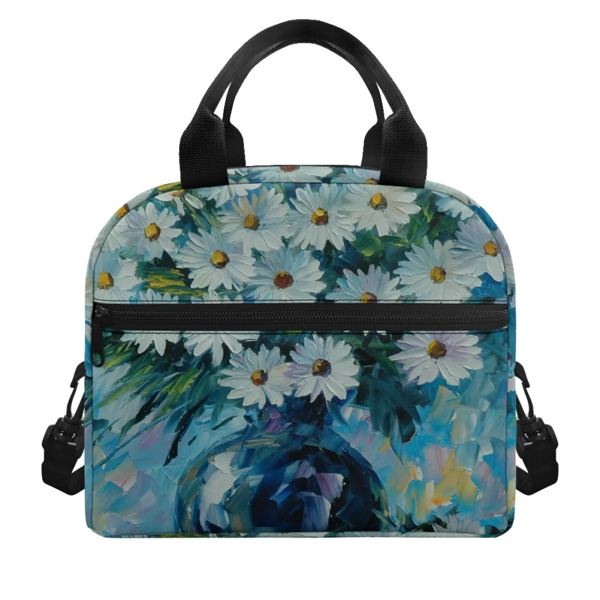 

FORUDESIGNS Chrysanthemum Oil Painting Design Women's Thermal Lunchbox Lightweight Convenient Lunch Box Accessories Camping