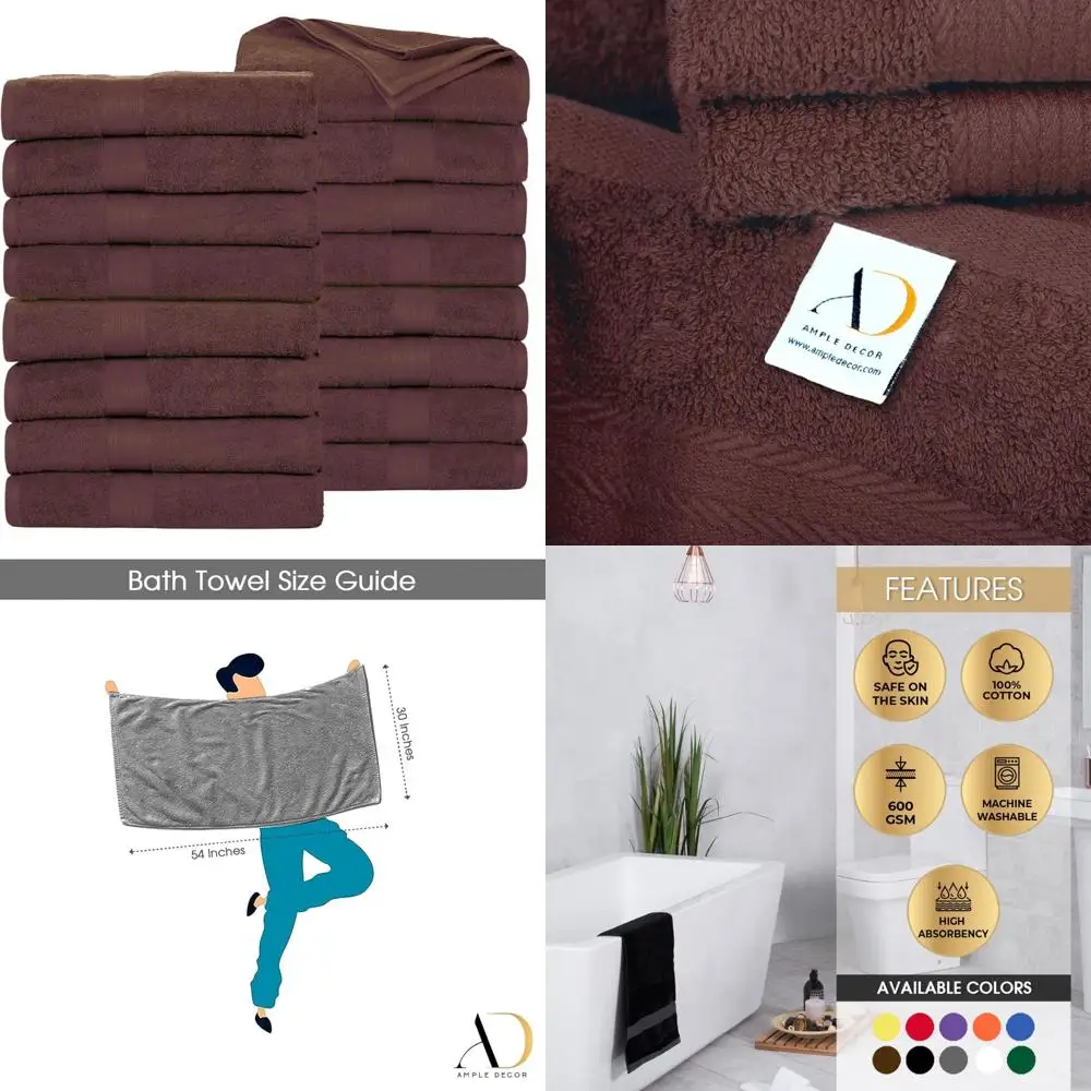 

Premium Quality 100% Cotton Bath Towels Set of 16, 600 GSM, Absorbent, Soft, Machine Washable, Oeko Tex Certified, Suitable for