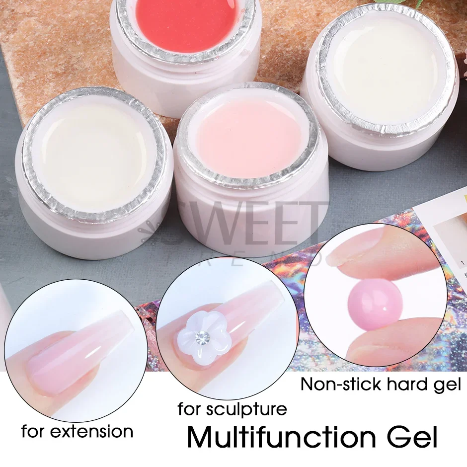 15ml Gel per estensione solido a mano antiaderente Costruzione rapida Intaglio Fiore Nail Art Prolungare Estendere Gel Acrilico Smalto per unghie Manicure